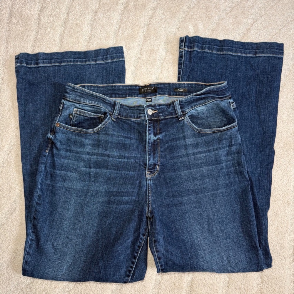 Judy Blue Flare Jeans Dark Wash High Rise Denim Plus Size Stretchy Womens 20W